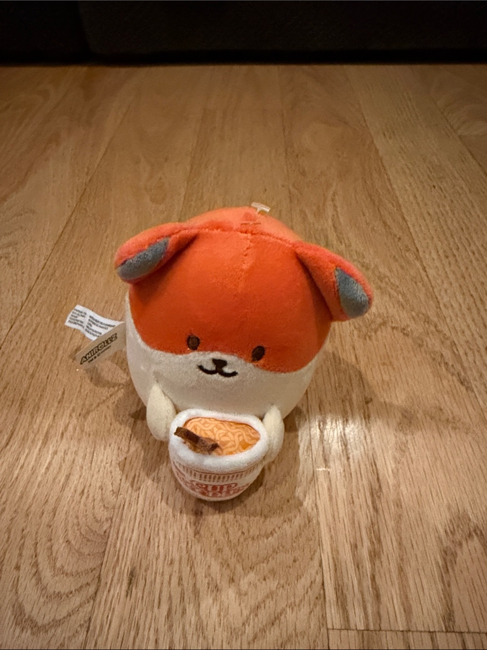 Orange and Cream Plush Small Pet Toy with Cup Accessory